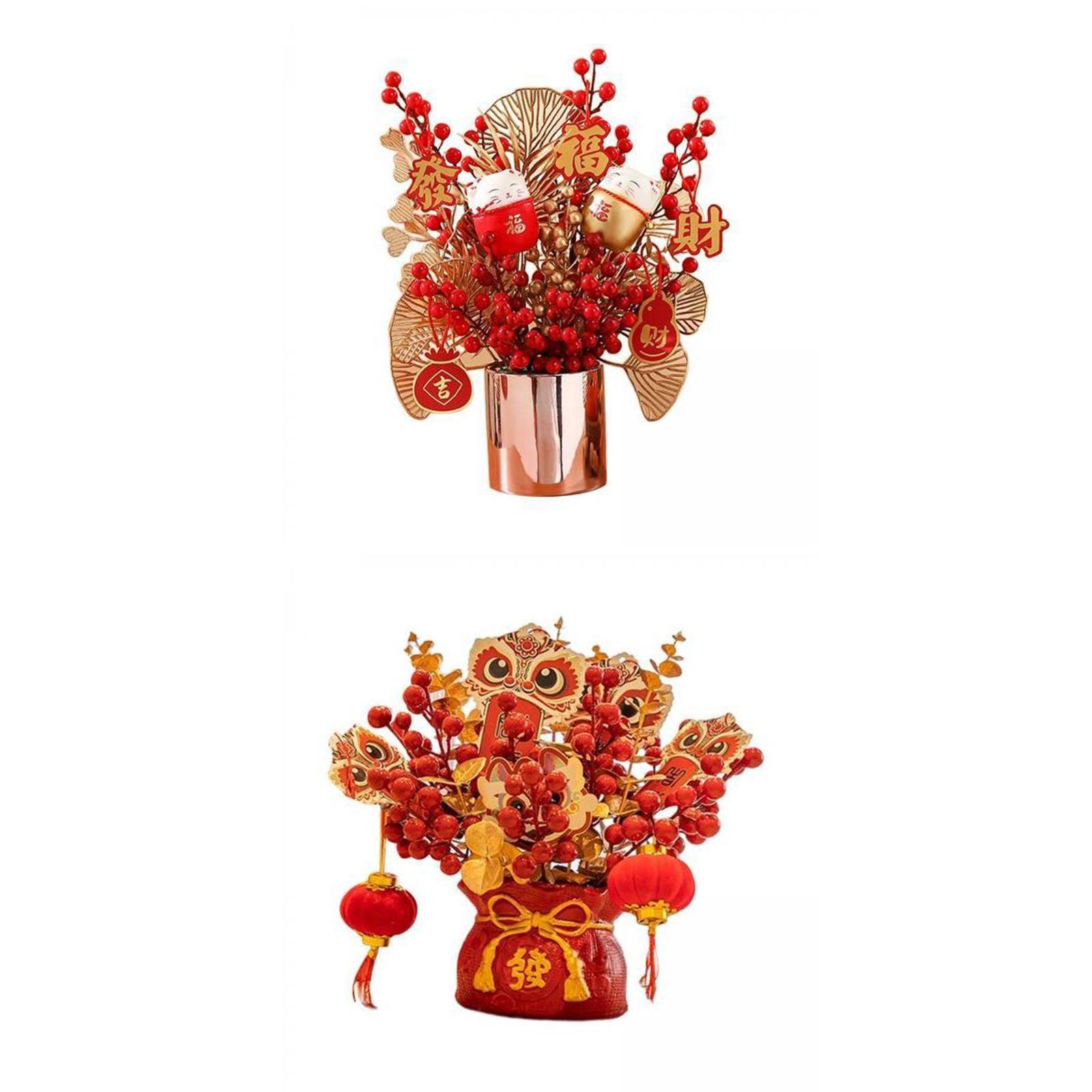 2Pcs Artificial Potted Flower Bonsai Hotel New Year  Indoor