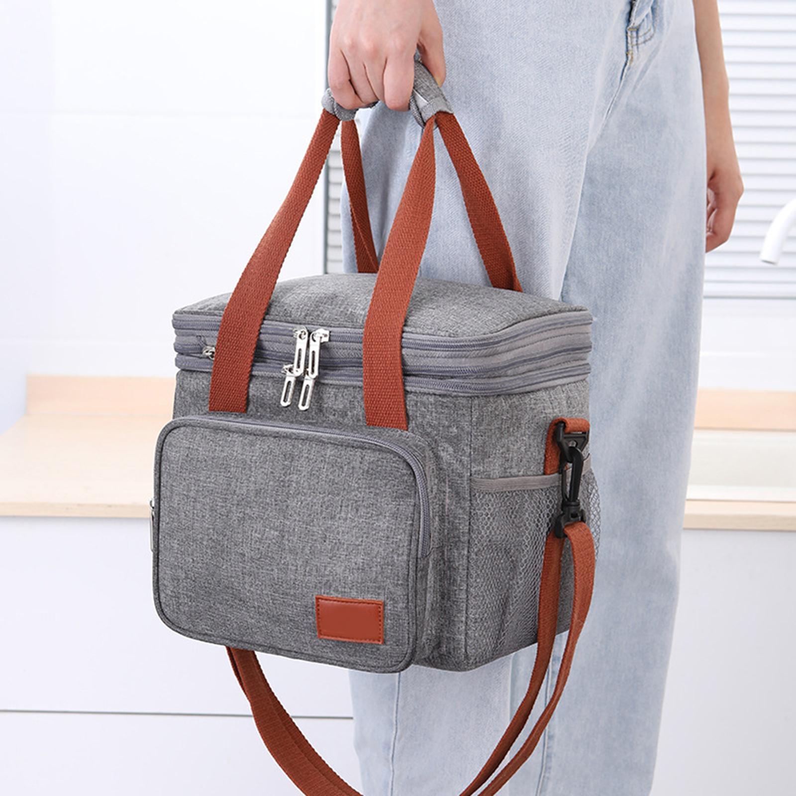 Reusable Adult Lunch Box with Adjustable Strap Front Pocket for Picnic Beach