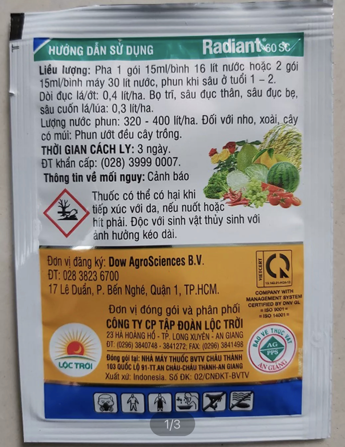 Thuốc trừ sâu sinh học Radiant 60SC