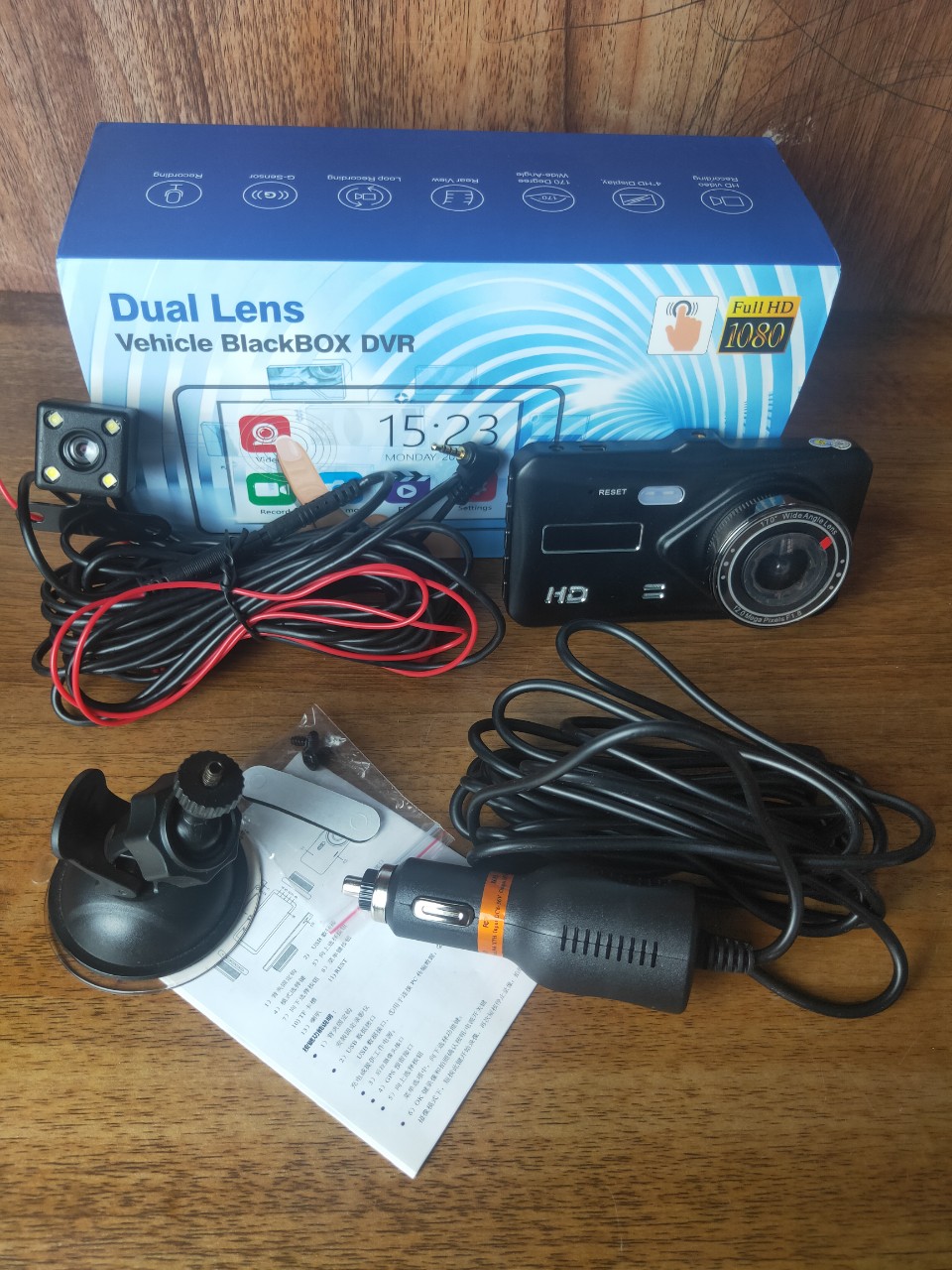 Camera Hành Trình Ô tô Trước và Sau Dual Lens A10 Full HD 12V-24V cắm tẩu - Tích Hợp Màn Hình chạm Cảm Ứng