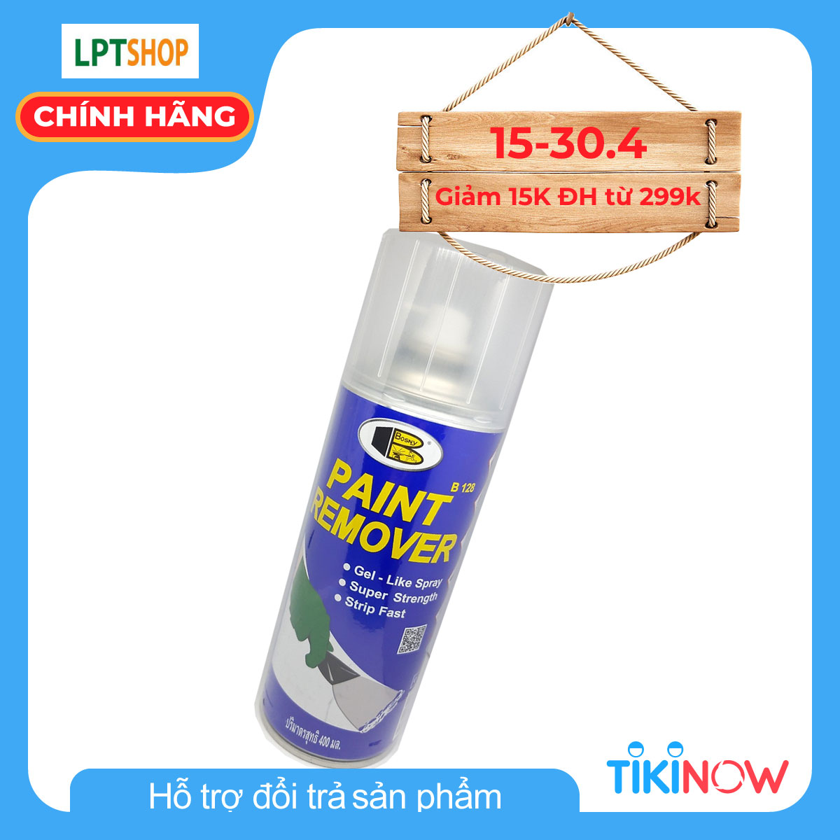 Chai xịt tẩy sơn, tẩy vec-ni, chai xịt tẩy sơn mài, xịt tẩy các bức vẽ trên men- PAINT REMOVER - Bosny B128- 400cc/chai- Nhập khẩu Thái Lan