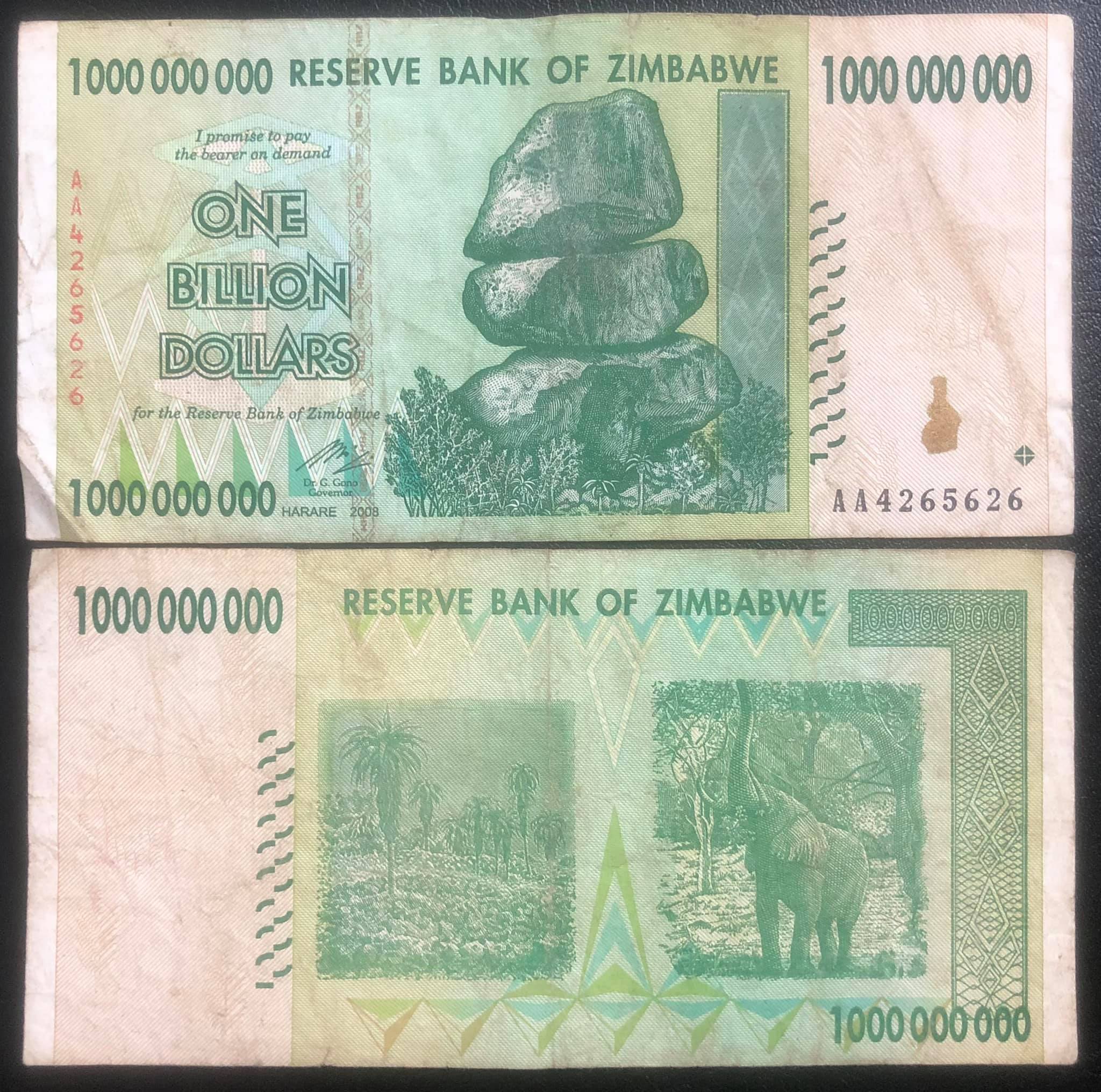 Tiền Zimbabwe 1 tỷ dollars, tiền cổ của quốc gia lạm phát nhất thế giới