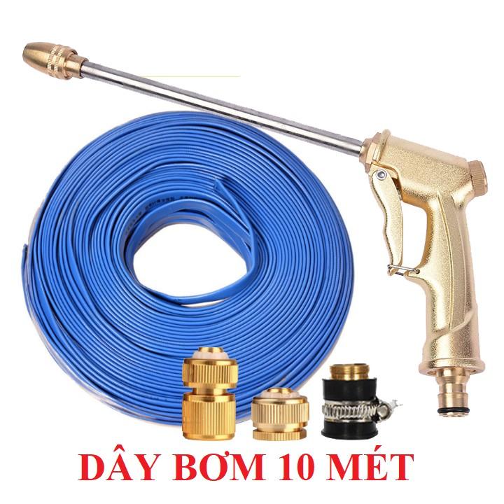 Bộ dây vòi xịt nước rửa xe,tưới cây .tăng áp 3 lần,loại 7m,10m 206701-3 đầu đồng,cút đồng,nối đ+tặng túi đựng bút