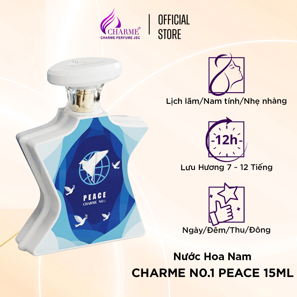 Nước hoa nam cao cấp Charme N0.1 Peace 15ml sự khác biệt cho người đàn ông lịch lãm yêu thích sự nhẹ nhàng