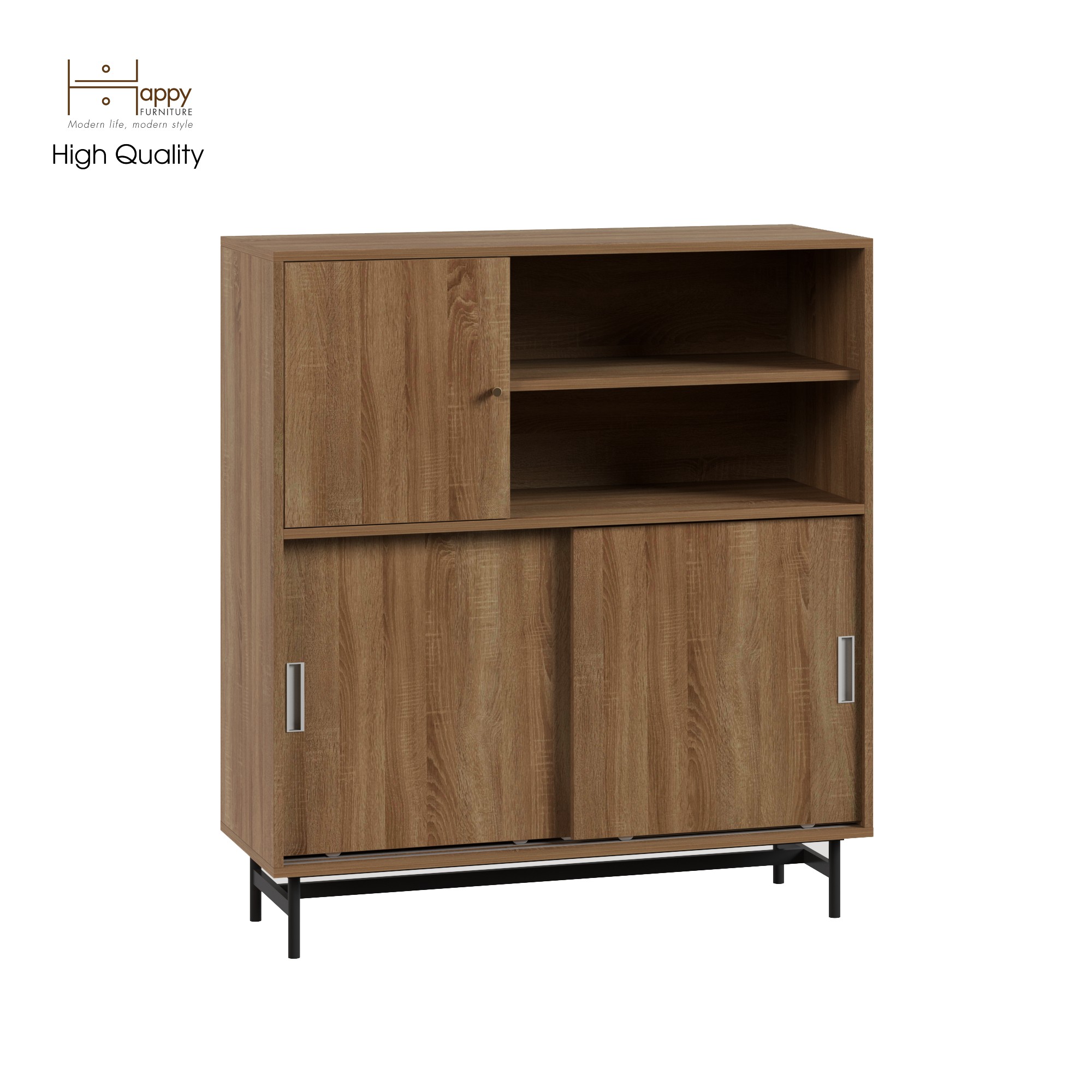[Happy Home Furniture] LUCA, Tủ lưu trữ cánh lùa - Chân sắt, 108cm x 40cm x 120cm ( DxRxC), TCL_015