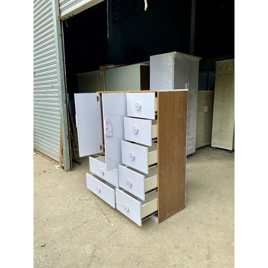 Tủ quần áo nhựa đài loan cho bé cao 1m25 x ngang 1m05 x sâu 40cm tay nắm gấu