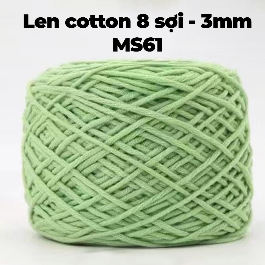 Len cotton chất lượng cao 8 sợi nhỏ kích thước 3mm cuộn lớn 200g đan móc,