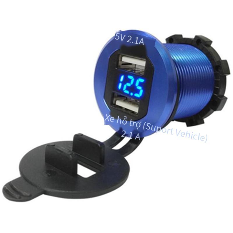 Khuyến mại sửa đổi 12V-2V44.2A sạc điện thoại ô tô và xe máy vôn kế đai kim loại