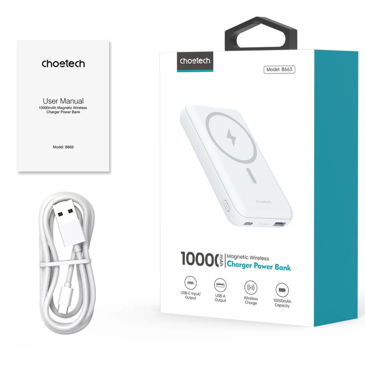 Pin sạc dự phòng Choetech B663 công suất 20w dung lượng 10000mAh không dây kèm chân đỡ (hàng chính hãng)