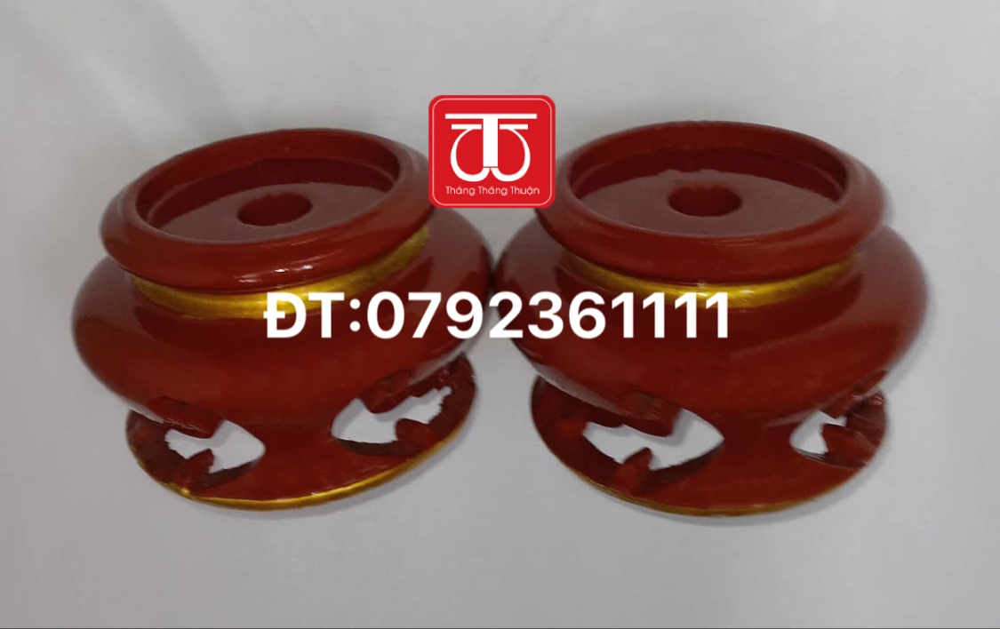 ĐÔI ĐẾ GỖ SƠN SON THẾP VÀNG CAO 10CM ĐK ĐẾ 10CM, 12CM, 15,5, 17,5CM