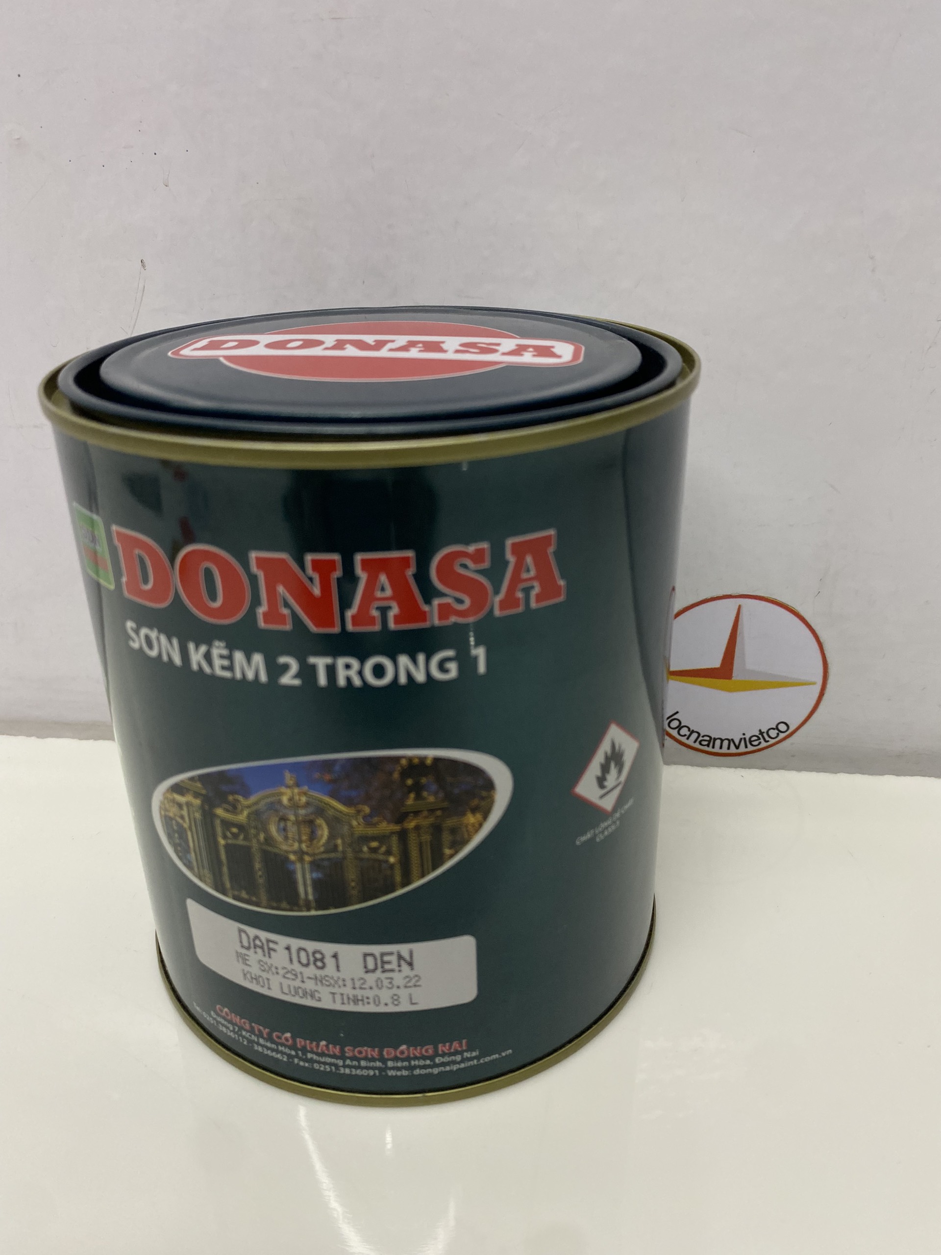 Sơn Sắt Kẽm Donasa 2 trong 1 màu DAF 1081 Đen bóng _ 3L