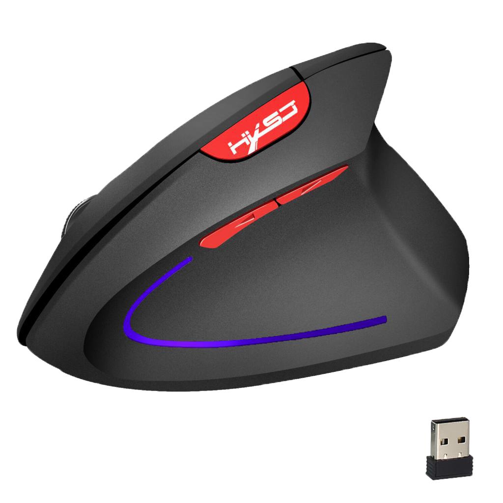 Vertical Rechargeable Comfortable Wireless Optical Mouse for PC Laptops Black