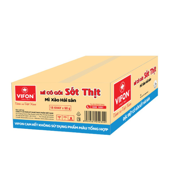 Thùng 18 Khay Mì Xào Hải Sản VIFON (90g / Khay)