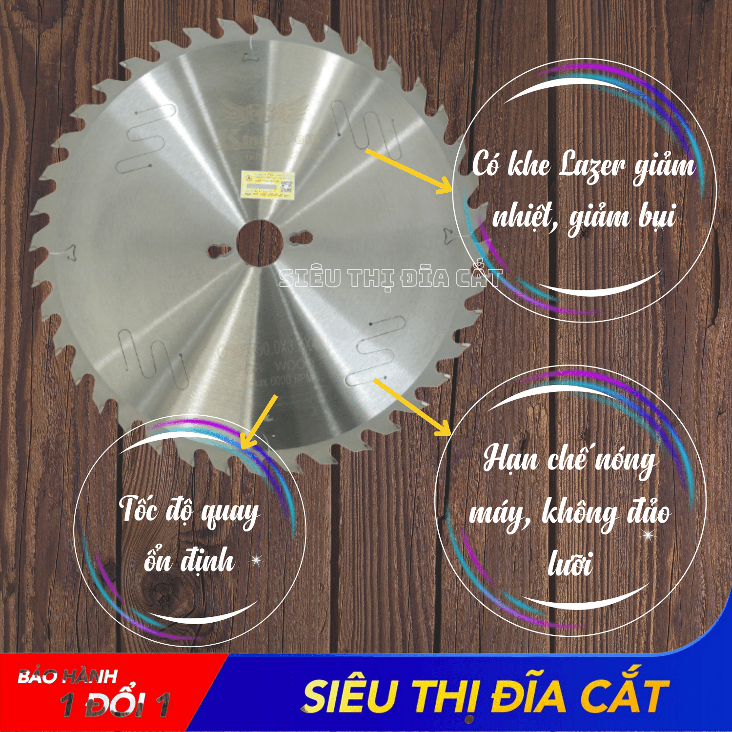 Lưỡi Cắt Gỗ Cao Cấp KingTom 305 - 40 Răng - Chuyên Gỗ Cứng, Gỗ Có Đinh - Siêu Bén
