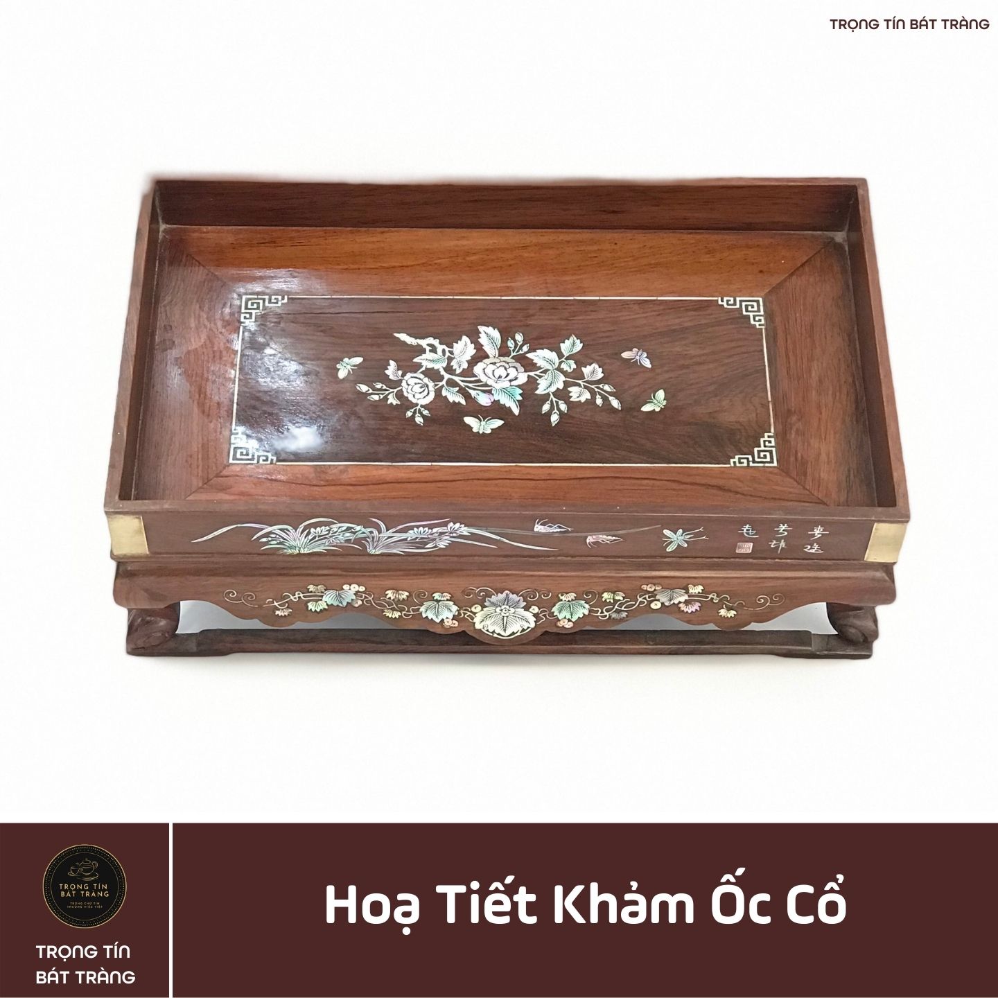 Khay Trà Gỗ Cẩm Hình Chữ Nhật Kích Thước 35*20,5*11 cm KT 81