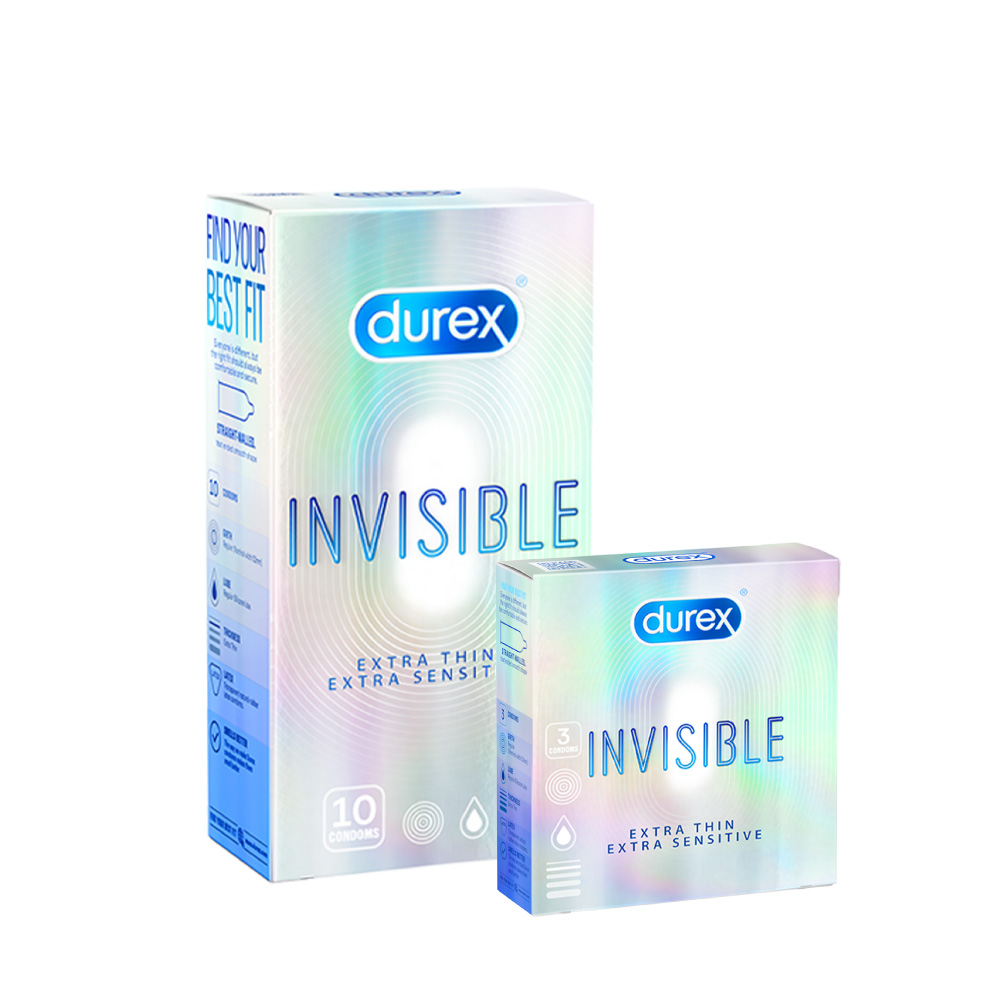 Combo Bao cao su Durex Invisible Extra Thin Extra Sensitive hộp 10 bao và hộp 3 bao