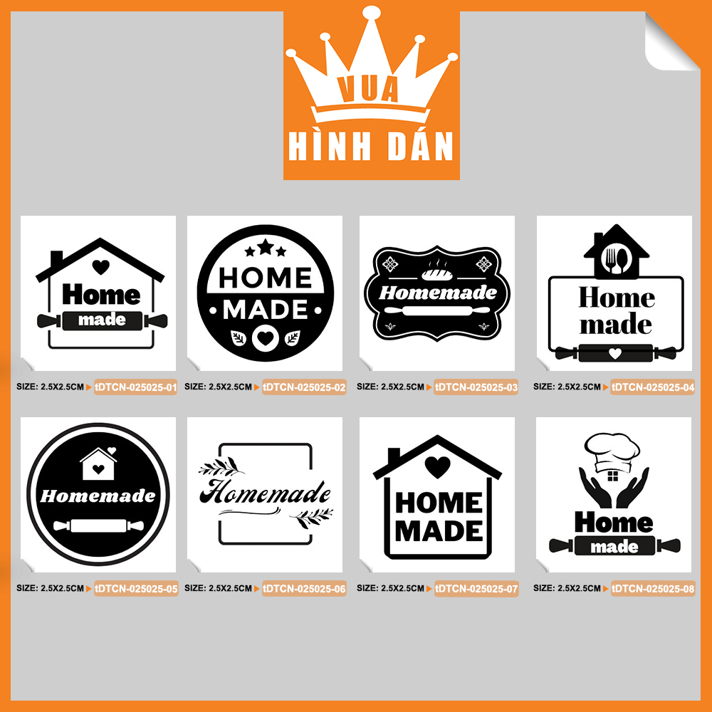Set 100/200 sticker HANDMADE tem dán mini SẢN PHẨM THỦ CÔNG dành cho shop