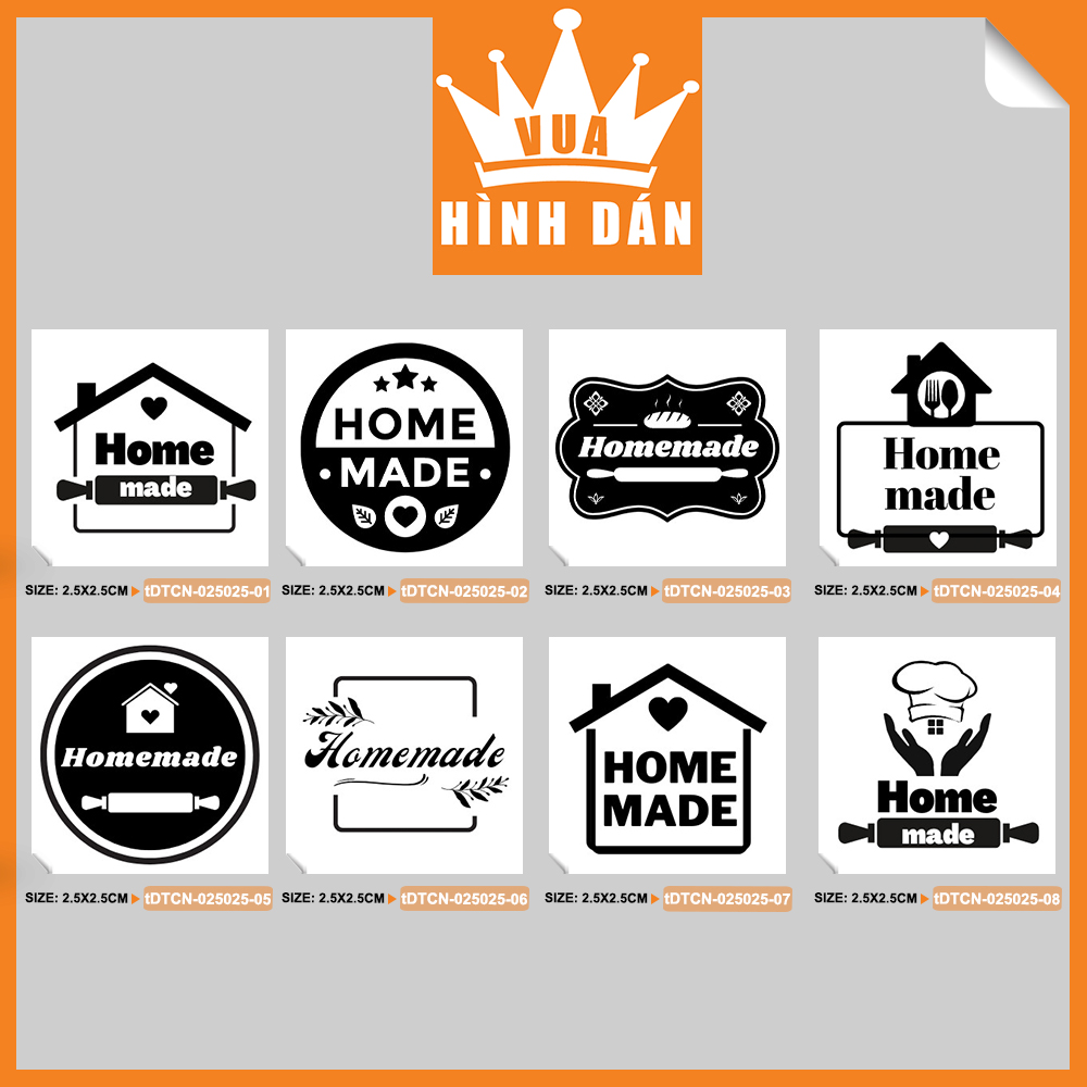 Hình ảnh Set 100/200 sticker HANDMADE (2.5x2.5cm) tem dán mini SẢN PHẨM THỦ CÔNG dành cho shop (1.072)