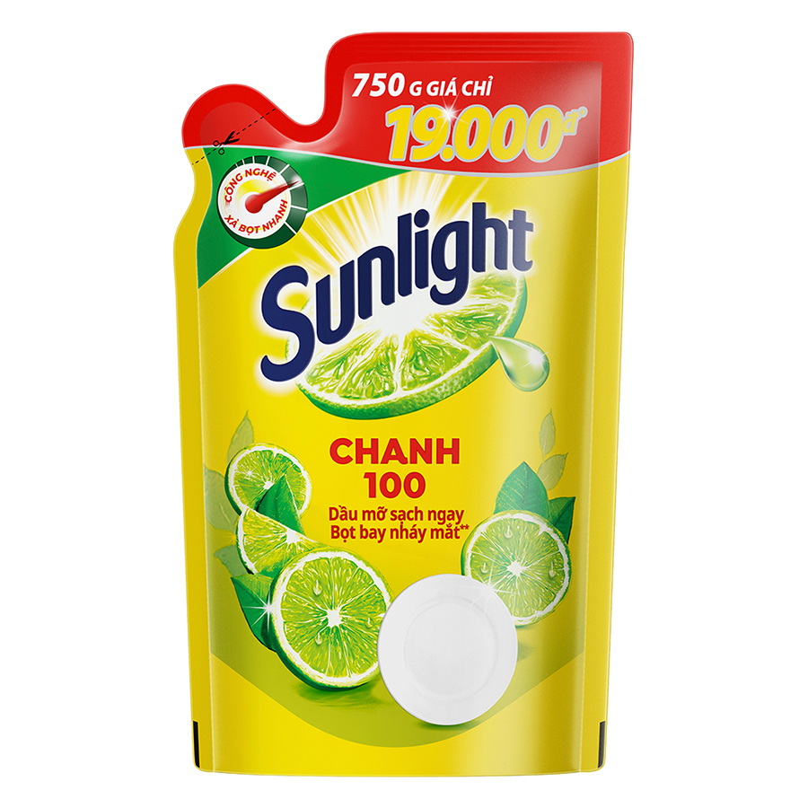 Nước Rửa Chén Sunlight Chanh Công Nghệ Mới Dạng Túi