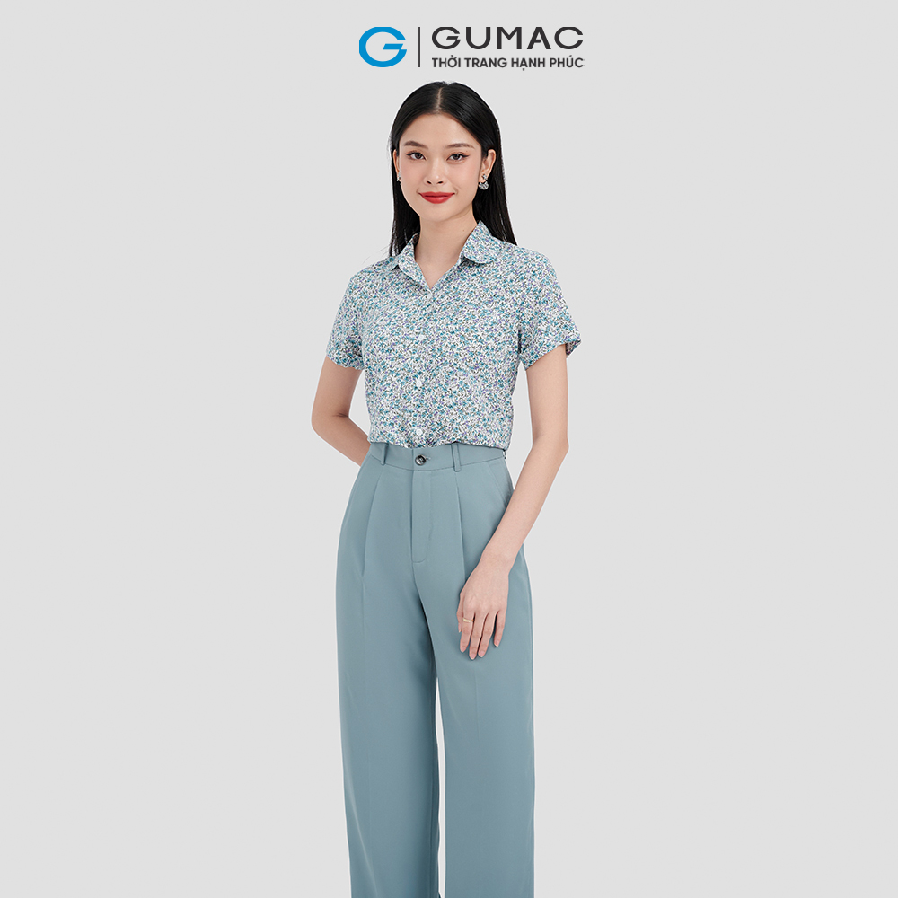 Áo sơ mi nữ GUMAC LA1013 tay ngắn bâu tròn phong cách