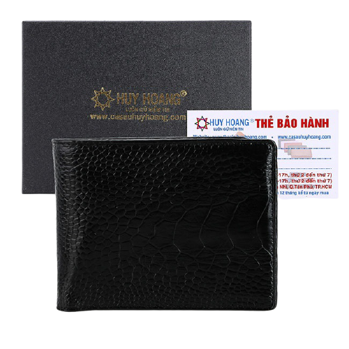 HP2426-27-28-29 - Ví nam Huy Hoàng da đà điểu da trơn màu đen, nâu đất, nâu đỏ, vàng bò
