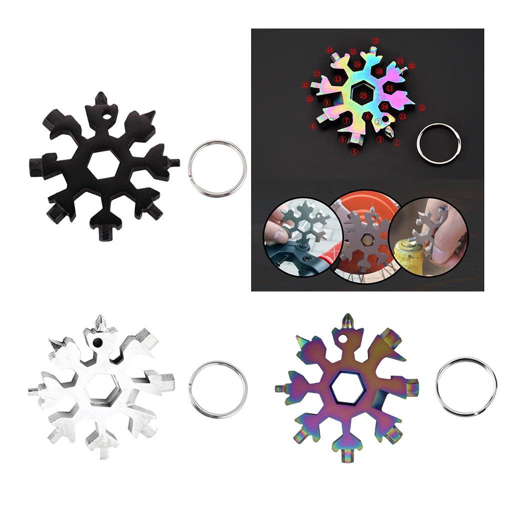 18 In 1 Stainless Steel Snowflake  Keychain  Tool