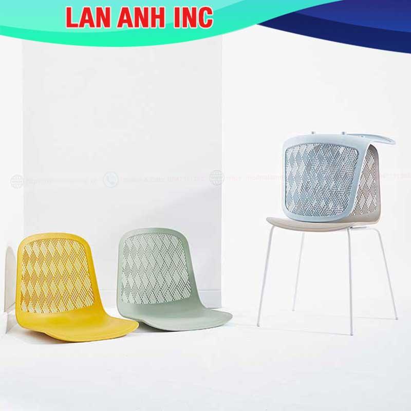 Ghế nhựa cafe văn phòng bàn ăn chân sắt tựa lưng cao đẹp eames LAGE22