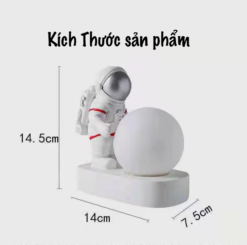 Đèn Ngủ Để Bàn Hình Phi Hành Và Gia Mặt Trăng Dễ Thương Cho Bé trang trí phòng ngủ, nhà cửa - Đèn ngủ.