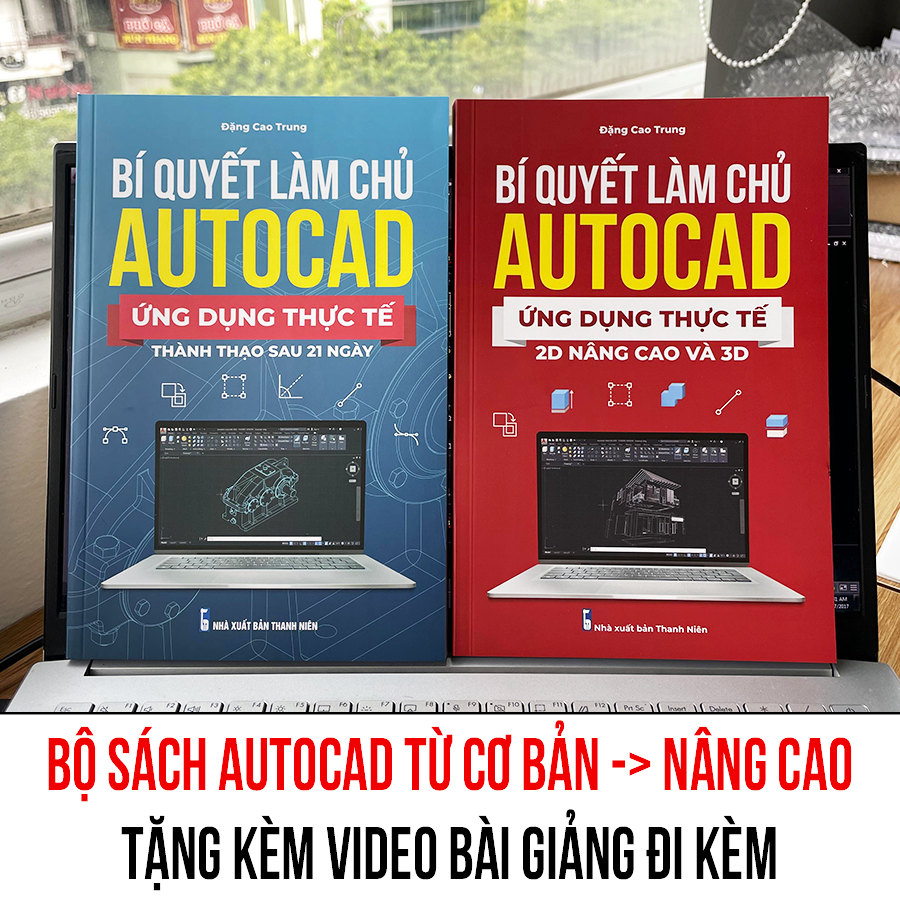 Sách Autocad - Bộ 2 Cuốn Từ Cơ Bản Đến Nâng Cao Xuất Bản Chính Hãng, Ứng Dụng Thực Tế, In Màu, Kèm Video Hướng Dẫn