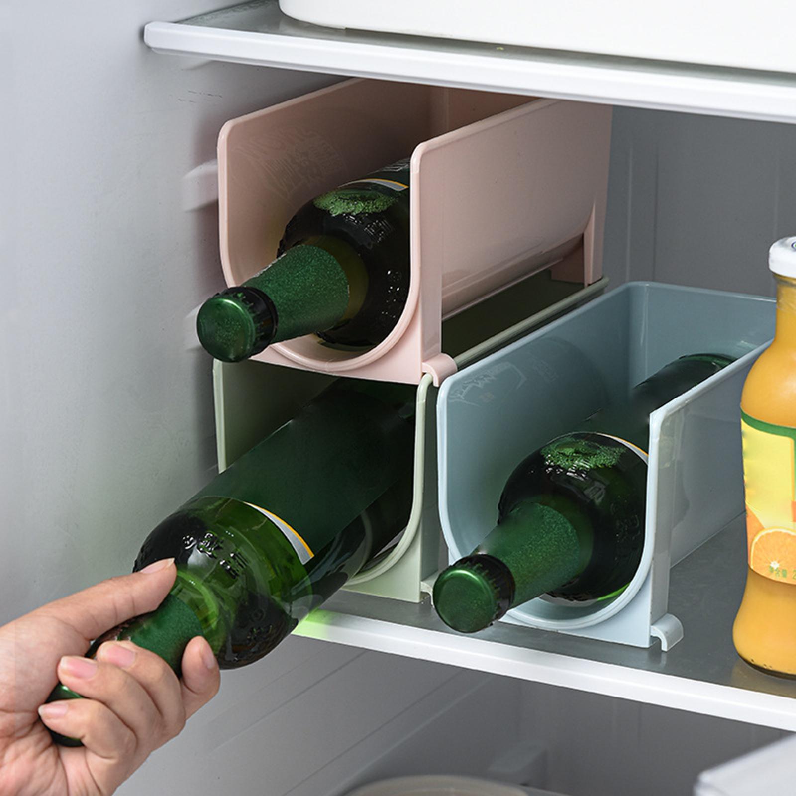 3x Stackable Wine Rack Display for Refrigerator Counter Top Pink Green Blue
