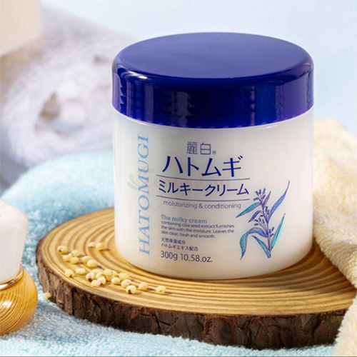 Kem dưỡng da Hatomugi Kumano Reihaku Moisturizing &amp; Conditioning Milky Cream (300g) - Hàng chính hãng