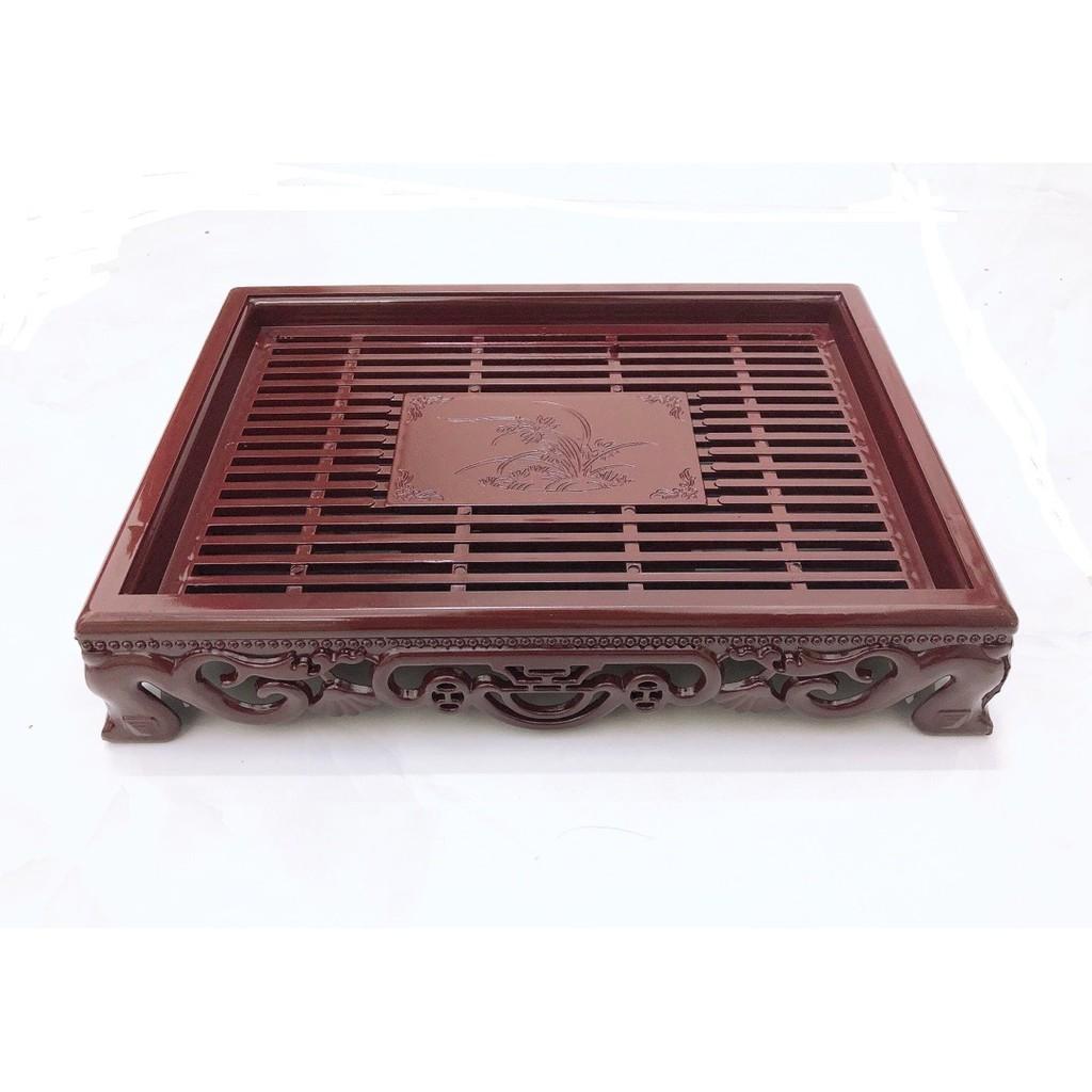 Khay trà giả gỗ chữ nhật sang trọng kiểu dáng mới cho mọi nhà