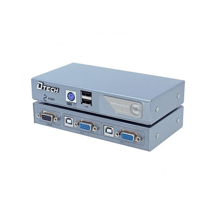 VGA KVM Switch 2 port bán tự động Dtech DT-8021 Chính Hãng