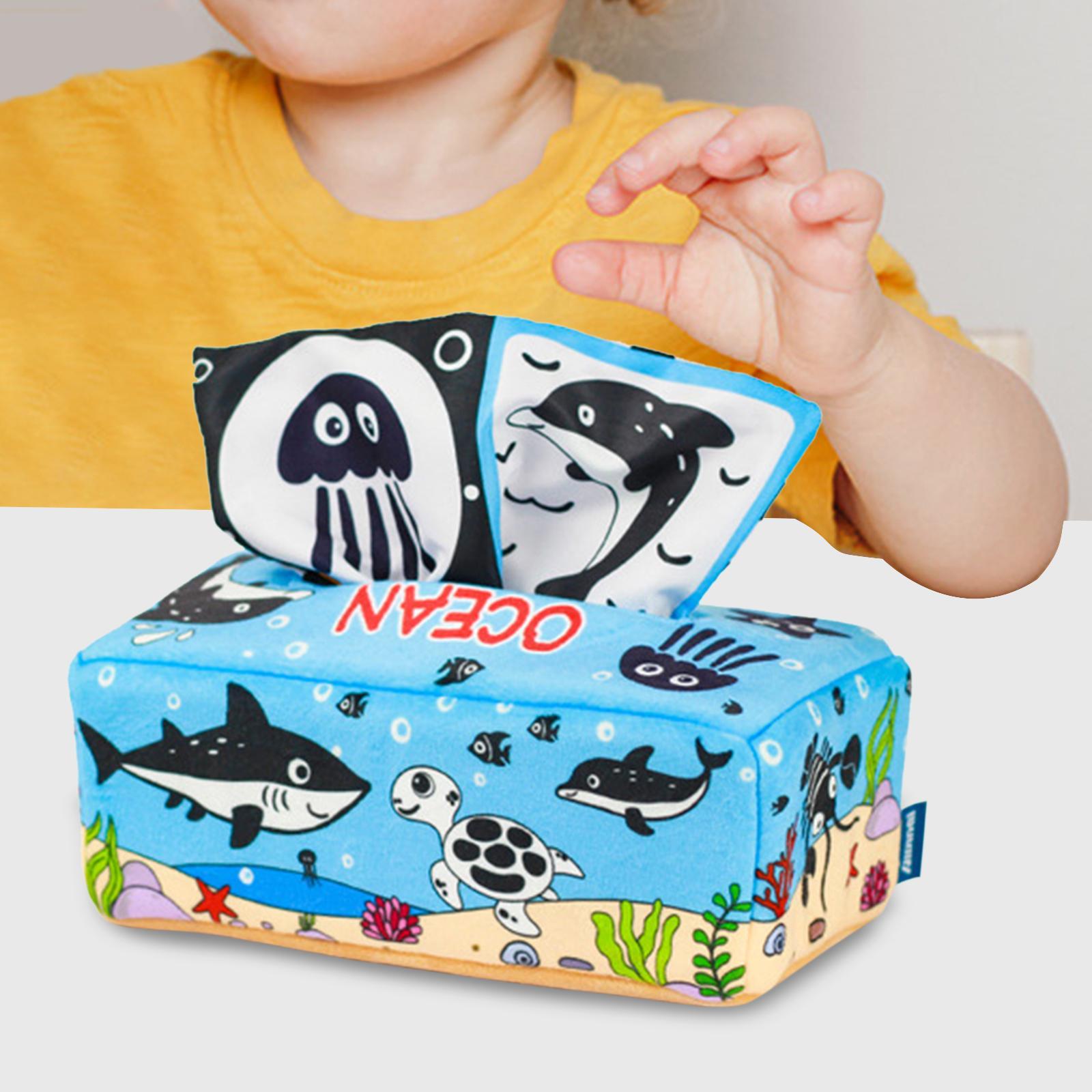 Baby Tissue Box Toys Preschool Learning for 6-12 Months Newborns