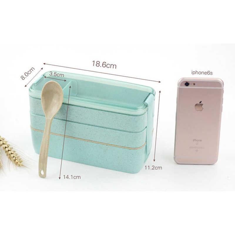Hộp Cơm 3 Tầng Giữ Nhiệt Lúa Mạch Luch Loại To 900Ml Phù Hợp Cho Dân Văn Phòng