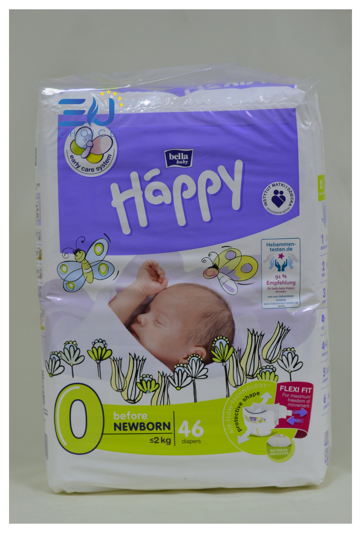 Bỉm T0, tã dán cao cấp BELLA HAPPY nhập khẩu Pháp 46 miếng cho bé dưới 2kg thoáng mát, thấm hút, chống tràn