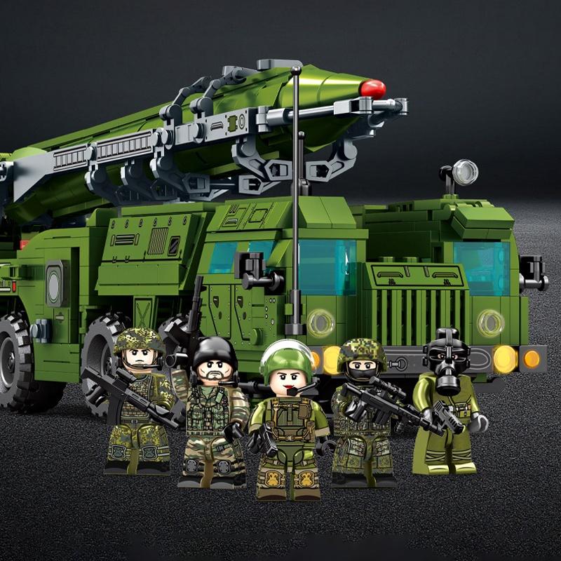 Đồ chơi Lắp ráp Xe tên lưa Scud, Sembo Block 207203 Battle Truck, Xếp hình thông minh