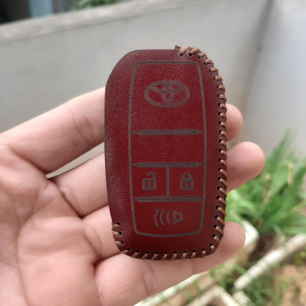 Bao da chìa khóa chìa độ Toyota, da thật bảo hành 2 năm, khắc tên và số đt chủ xe,đen chỉ đen