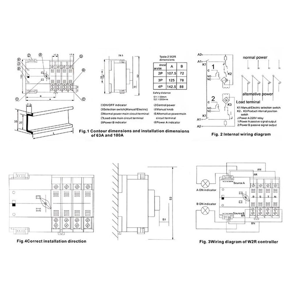 Compact Automatic Transfer Switch Electrical Selector Switches Dual Power Switch Solar Power Rail Type Household Power Transfer Switch