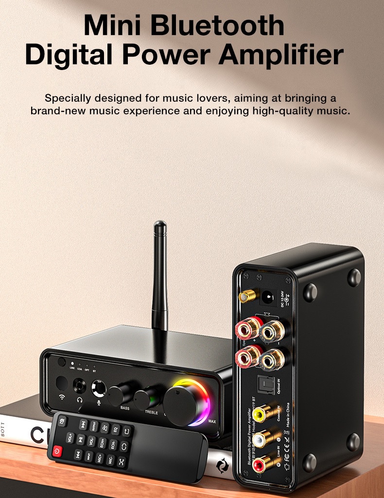 ROGTZ Bộ Khuếch Đại Công Suất Kỹ Thuật Số Amplifier Bluetooth Tích Hợp DSP Hỗ Trợ Đầu Vào RCA Coaxial Optical 6.5mm M19 BT - Hàng Nhập Khẩu