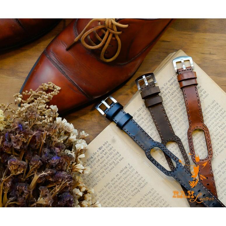 DÂY DA BÒ THẬT MAY TAY CHO MIBAND 5 - CHÍNH HÃNG RAM LEATHER - MI BAND 5 COW LEATHER STRAPS