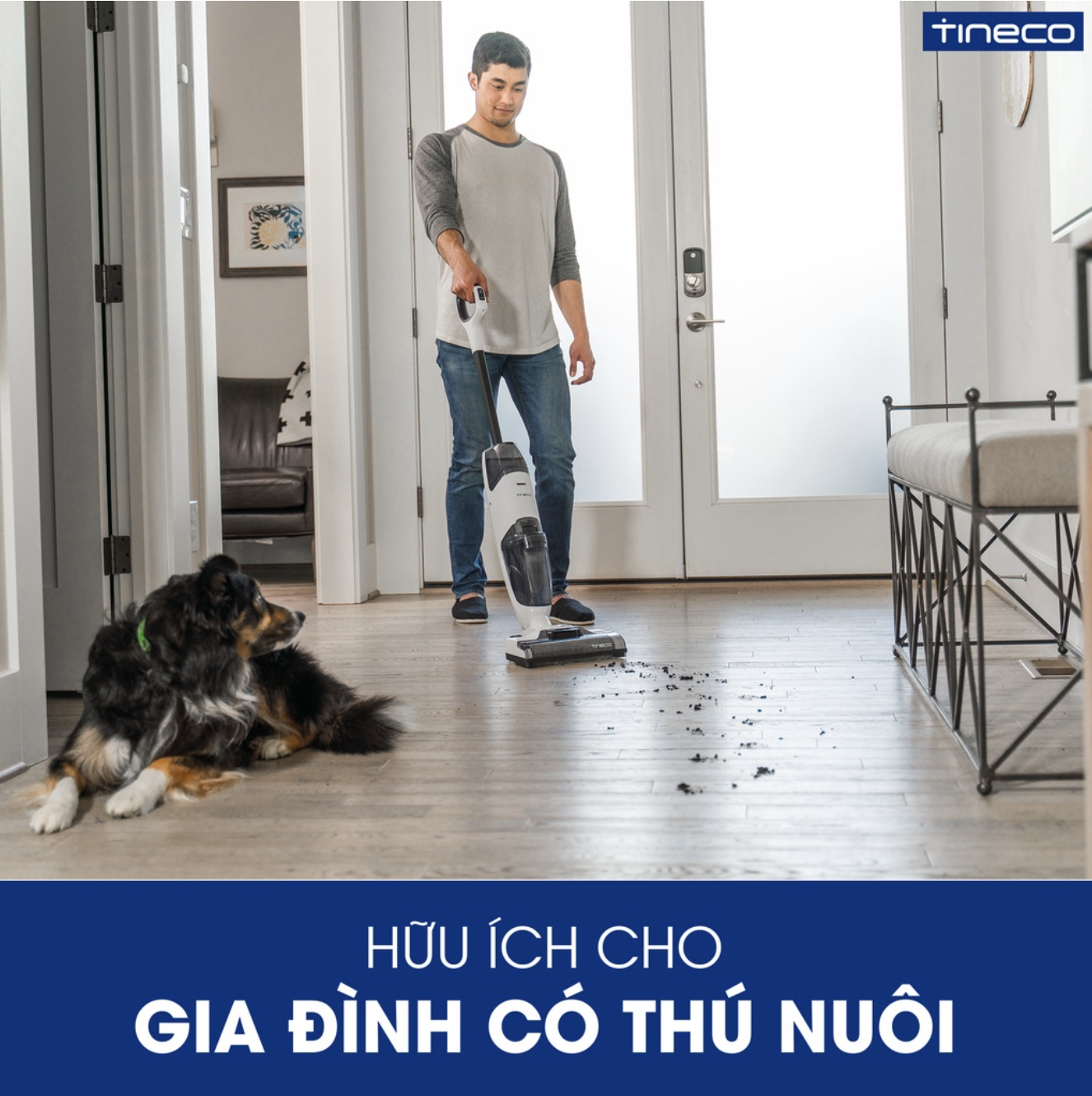 Máy Hút Bụi Lau Sàn Khô Uớt Tự Giặt Giẻ TINECO IFLOOR 2 Thương Hiệu Mỹ Lực Hút 12,000 Pa, Có Kết Nối App Theo Dõi, Công Suất 220 W - Hàng Chính Hãng - Bảo Hành 24 Tháng