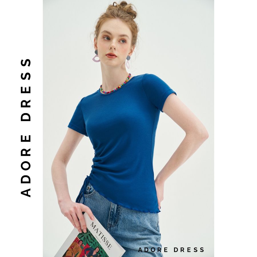 Áo Cropped T-shirts cotton  trơn rút nhún sườn  3 màu 313TS3019 ADORE DRESS
