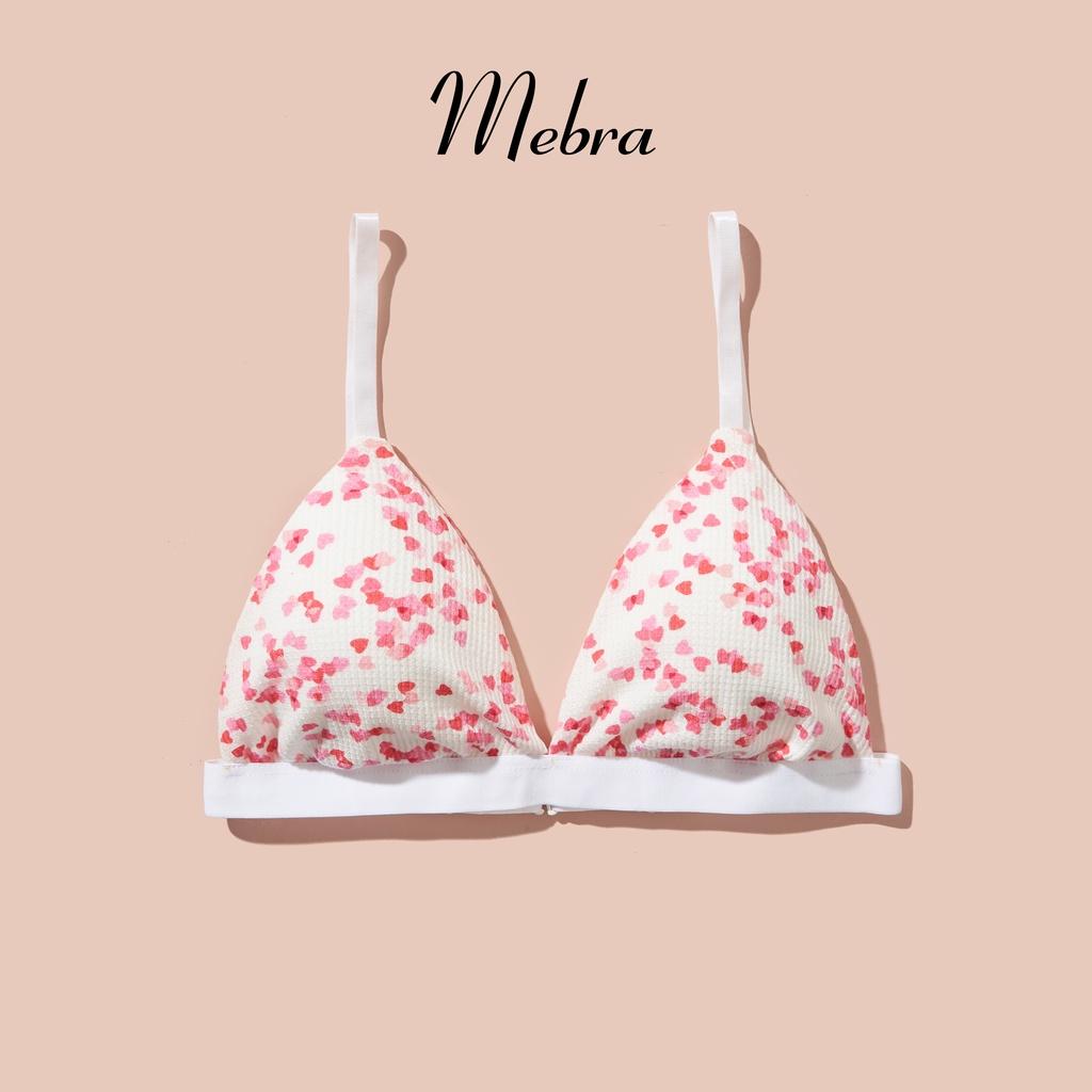 Áo bra không gọng, chất liệu cotton mềm mại, thoáng mát, họa tiết trái tim Mebra