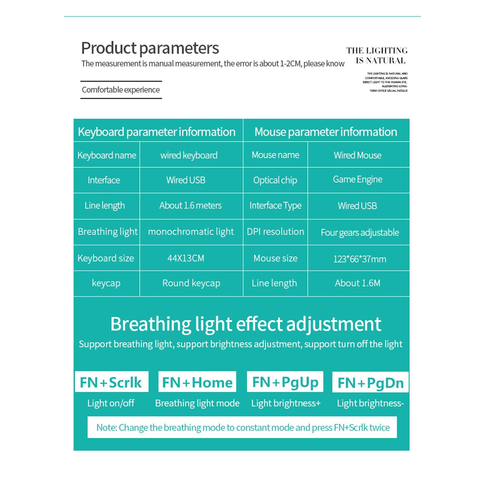 Round  Gaming Wired Keyboard Mouse for PC Desktop