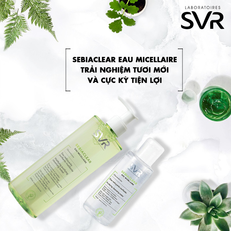 Nước tẩy trang, làm sạch da và giảm thiểu dầu thừa SVR Sebiaclear Eau Micellaire (Nhập khẩu)