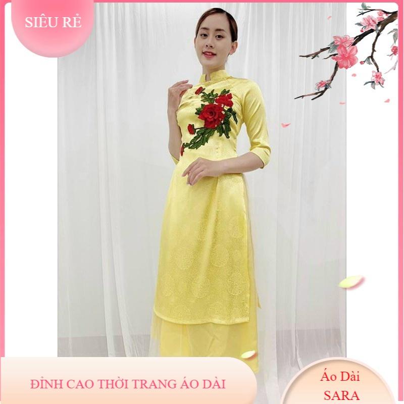 SET ÁO DÀI CÁCH TÂN THÊU HOA MẪU ĐƠN