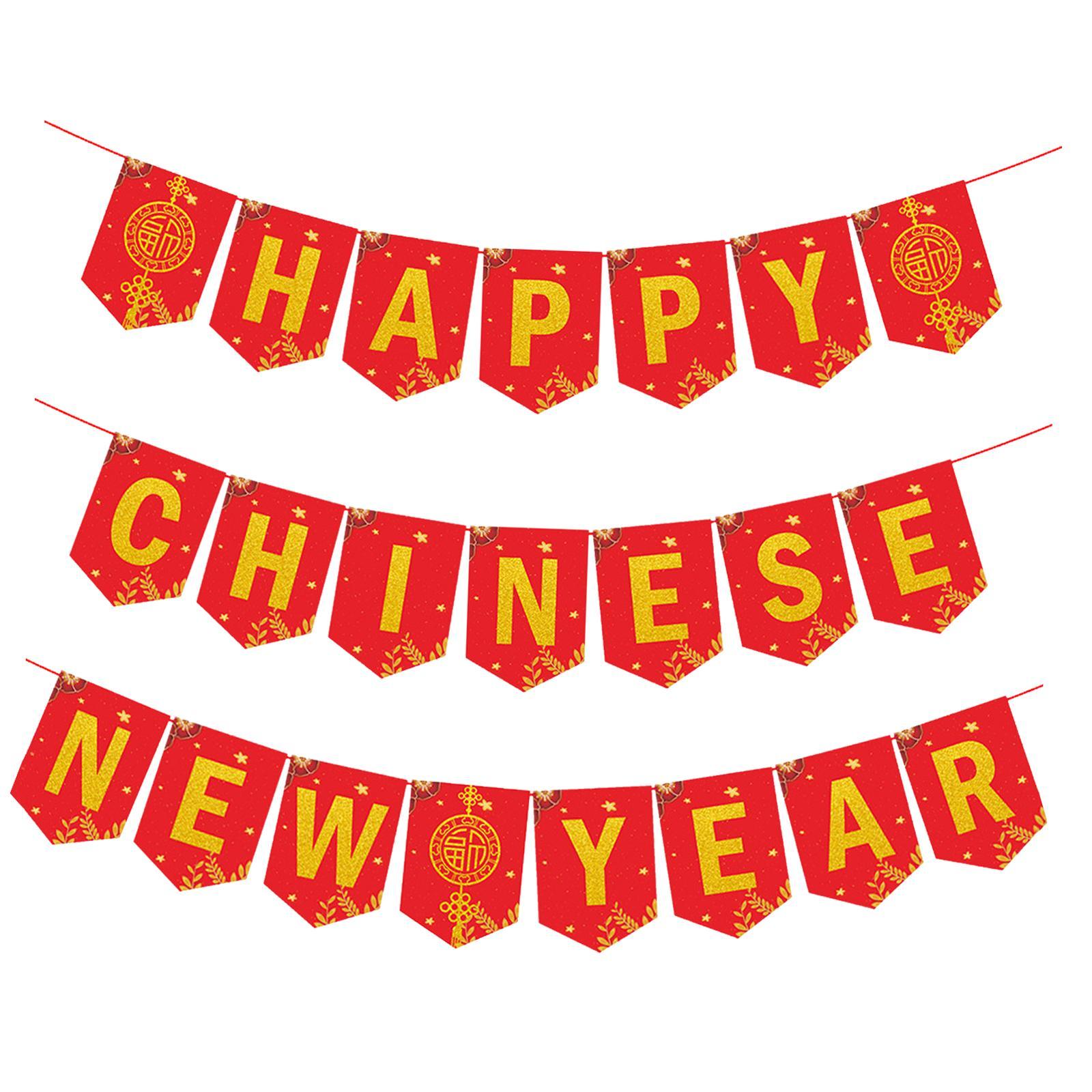 Happy Chinese New Year Banner Party Decorations Supplies Bunting Banner