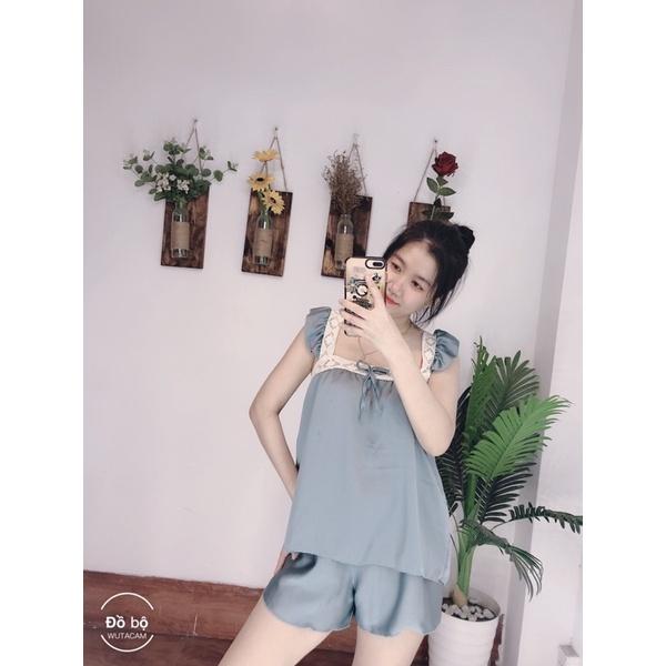 Đồ bộ đùi cánh tiên phối ren satin cao cấp, Đồ mặc nhà- Phươngaliceshop