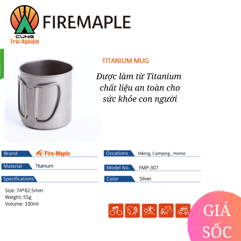 Cốc Dã Ngoại Titan 330ml Chuyên Dụng Fire Maple Gọn Nhẹ Cho Hoạt Động Ngoài Trời FMP-307